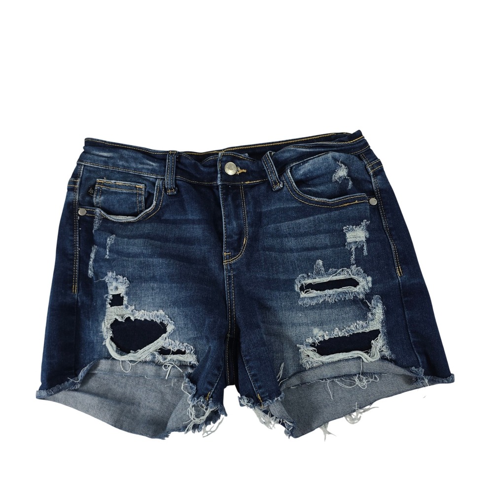 Judy Blue Los Angeles Distressed Dark Wash Denim Shorts JB15205DK Womens Medium